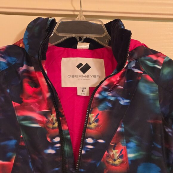 Obermeyer Rylee Print Jacket Teen Size S 8-10 Color Bloominescense, NEW Hooded - Picture 2 of 16